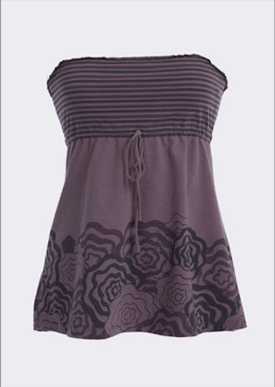 Itsus Vintage Strapless Top "Border" in Aubergine (2009 Collection) - Email Us to Order
