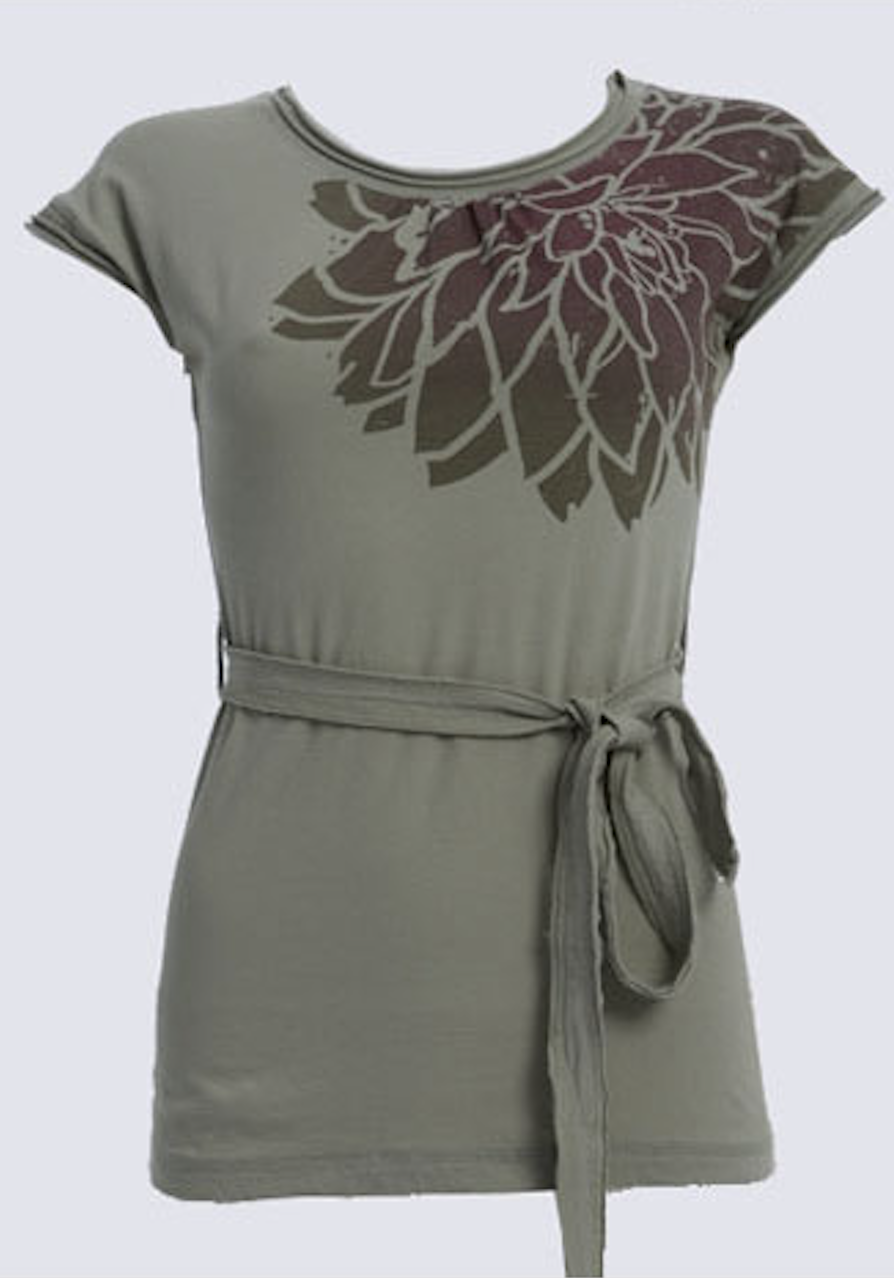 Itsus Vintage Short-Sleeve Belted T-Shirt "Glass" in Green Stone (2009 Collection) - Email Us to Order