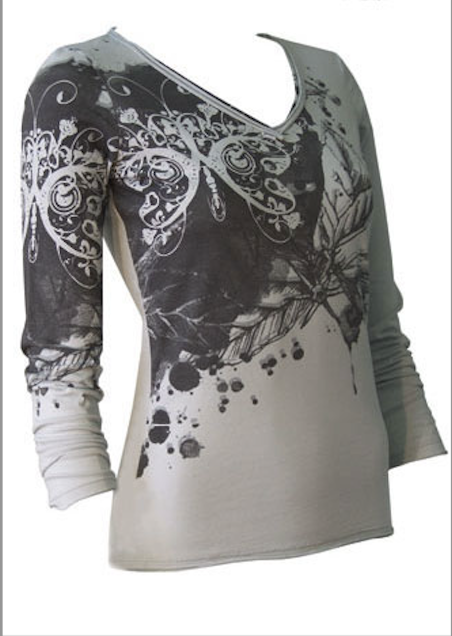Itsus Vintage "Leaves" Long-Sleeve in Silver Moon (2009 Collection) - Email Us to Order