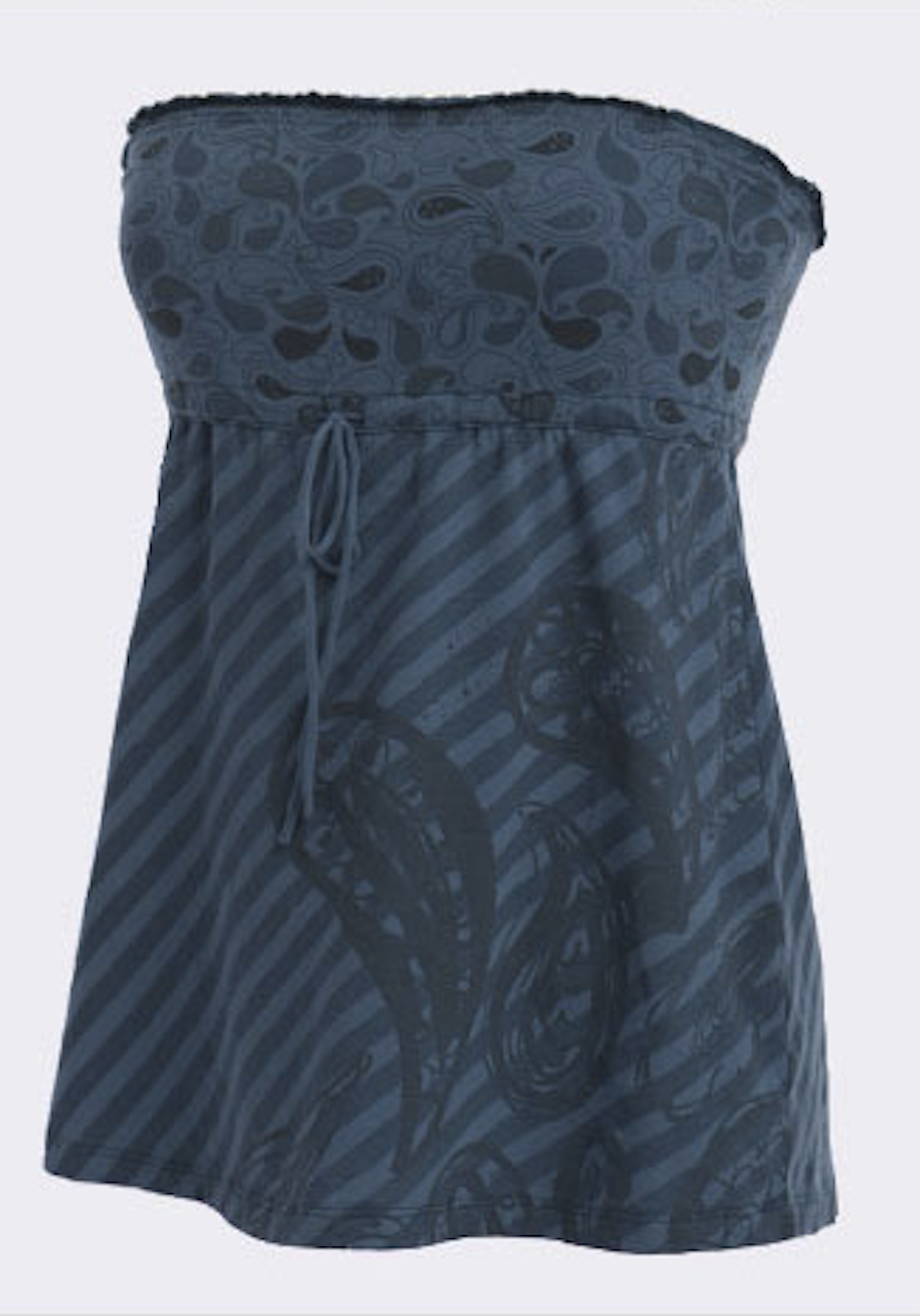 Itsus Vintage Strapless Top "Paisley" in Refuge Blue (2009 Collection) - Email Us to Order