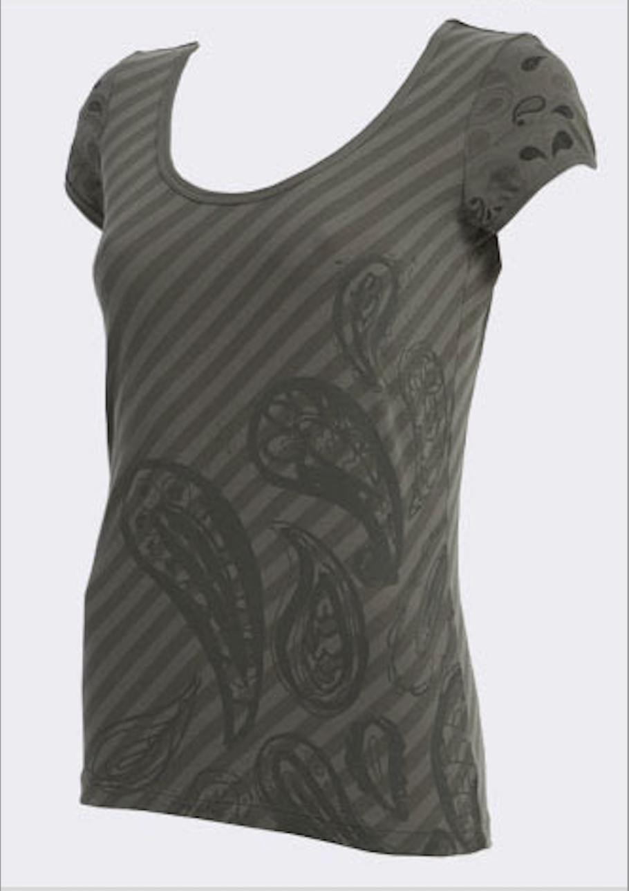 Itsus Vintage Short-Sleeve Cap Tee "Paisley" in Down Pour (2009 Collection) - Email Us to Order